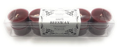Allnations Candle Co. 100% Beeswax Tealight Candles. 4 to 5 Hours Long Burn Each - for Home, Rituals, Prayer, Party, Room Table Decoration - Unscented - Smokeless -10pcs (Burgundy)