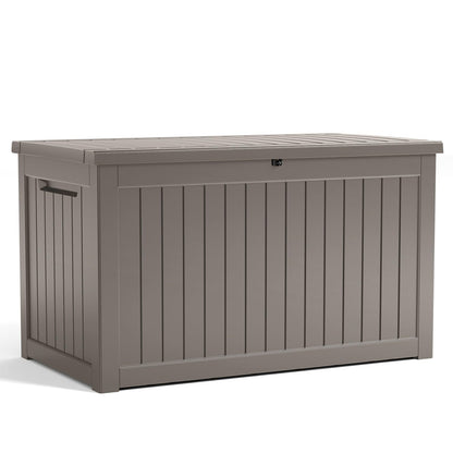KFY 280 Gallon Outdoor Storage Box Waterproof, Resin Lockable Deck Box with Lid, Large Capacity Weatherproof Container for Patio Furniture Pool Accessories, Cushions(Grey, 280 Gallon)