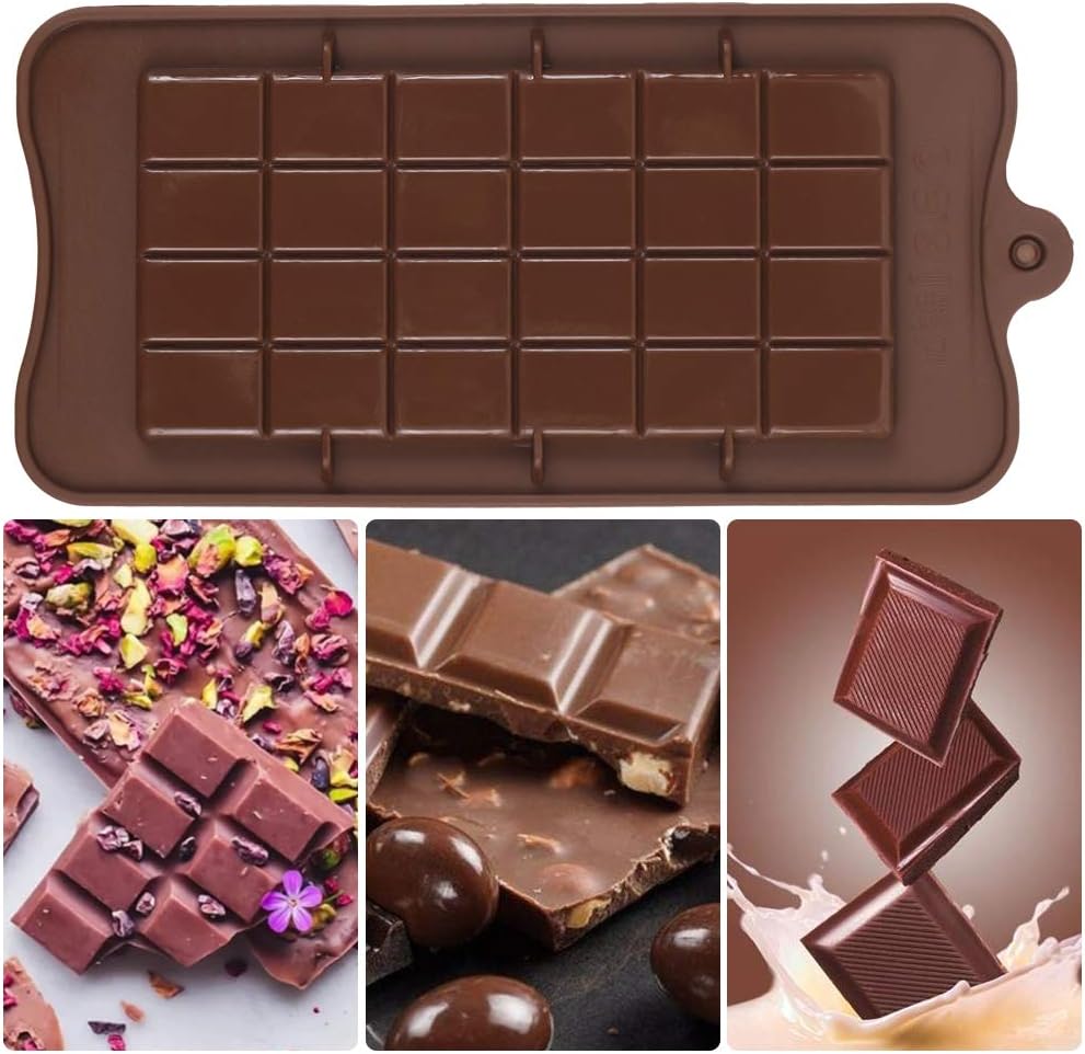 Newk Chocolate Silicone Molds, Break-Apart Candy & Energy Bar Molds, Pack of 6 for Baking