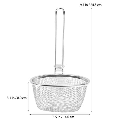 Hemoton Stainless Steel Hot Pot Strainer Spoon 9.64X5.51 Inch Fine Mesh Slotted Spoon with Hanging Handle for Kitchen Cooking and Frying Noodles