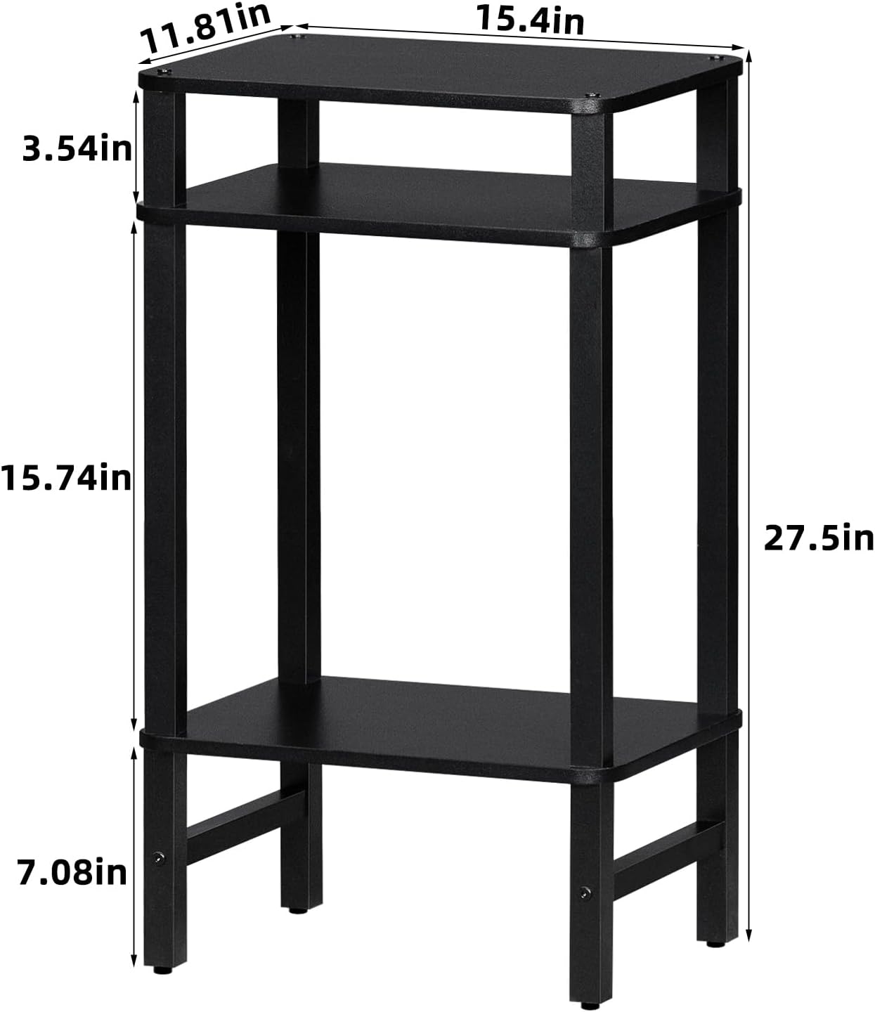 3-Tier YUFAM Side Table End Table Tall Night Stand for Living Room Bedroom Bathroom Office Furniture Black