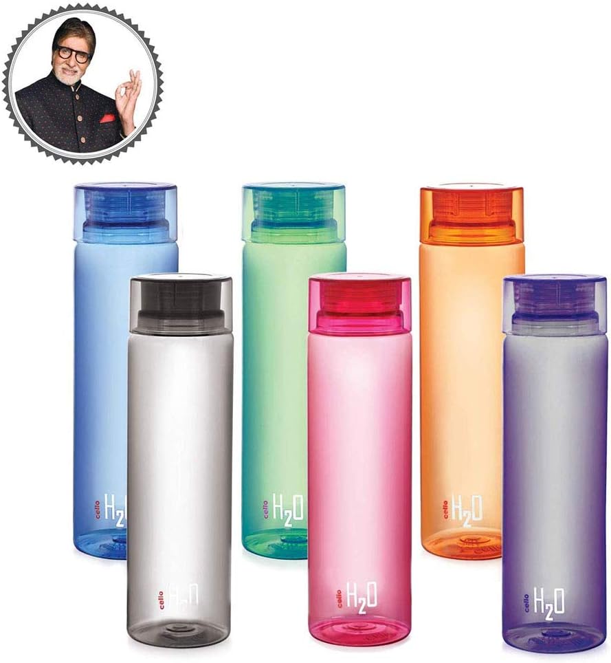 Cello H2O Unbreakable Bottle, 1 Litre, Set of 6