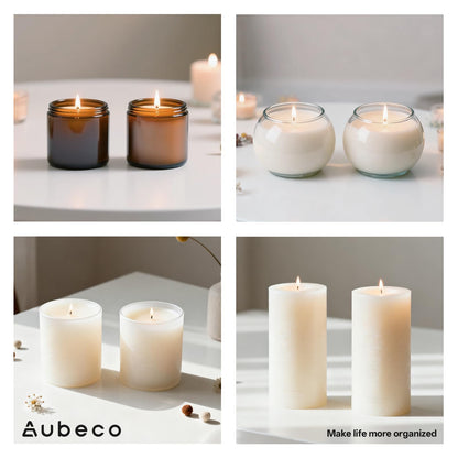 Aubeco 300Pcs Candle Wick, Low Smoke 8 Inch Pre-Waxed Cotton Wick with Tabs, Natural Cotton Core for Candle Making, Soy Candle DIY