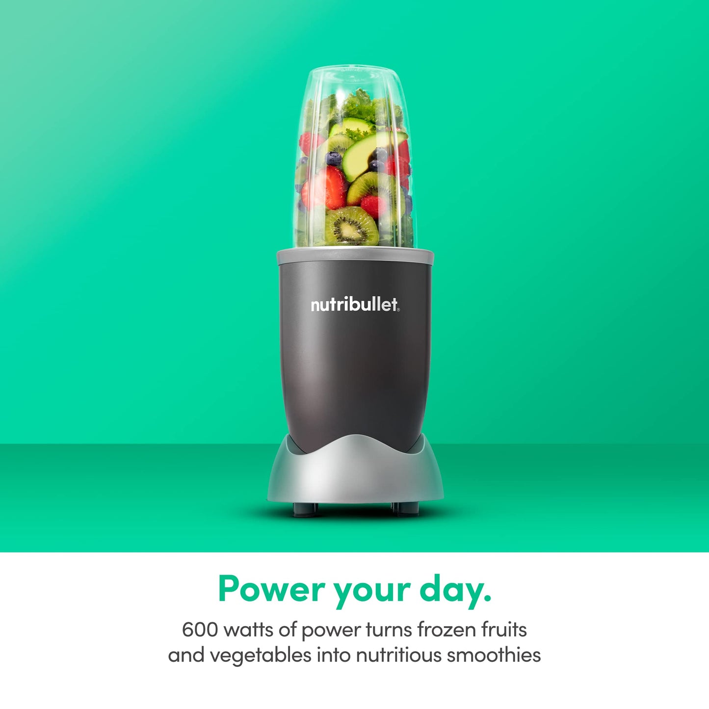 nutribullet Personal Blender, Shakes, Smoothies, Food Prep, and Frozen Blending, 24 Ounces, 600 Watt, Gray, NBR-0601WM