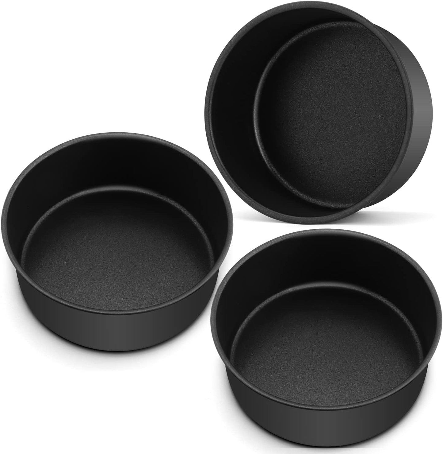 LIANYU 8 × 3 Inch Cake Pan Set of 3, Nonstick Stainless Steel Baking Pan for Cake, Rust Resistant
