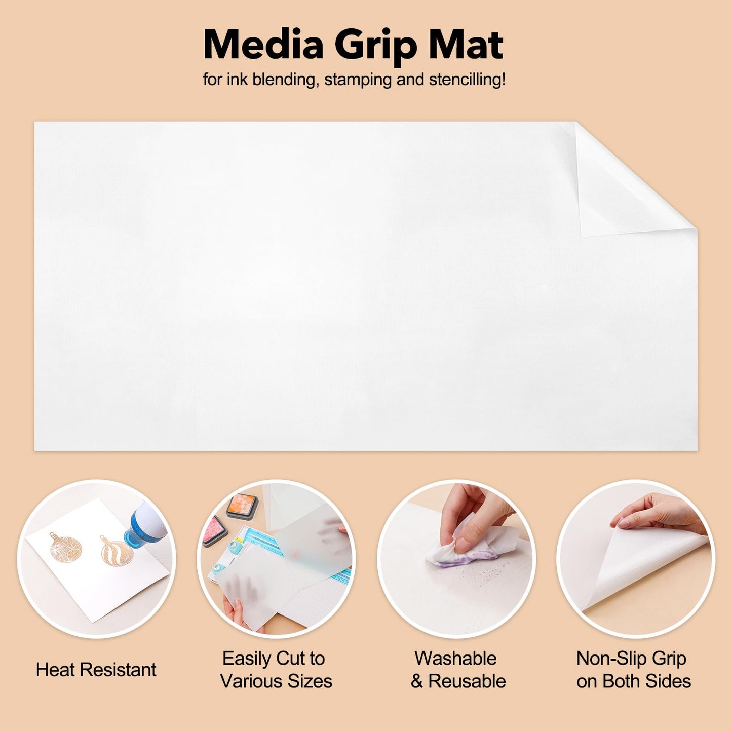 39.4 x 19.7inch Silicone Mats for Crafts Translucent Cuttable Large Media Grip Mat Heat Resistant Non-Slip Craft Mat for Ink Blending Stamping Stenciling Jewelry, Epoxy Resin,Glitter Slime, DIY Sheet
