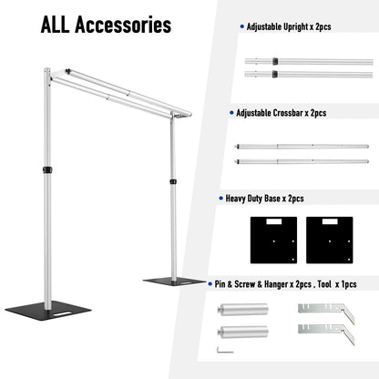 Hecis Heavy Duty Backdrop Stand,12x12ft Double Crossbar Pipe and Drape Stand, arch backdrop stand, Back Drop Stand for Party Event, Trade Shows & Wedding Decor