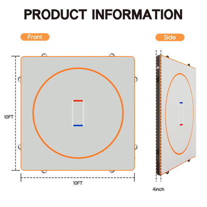 Specraft 10x10 FT Inflatable Wrestling Mat 4" Thick PVC Orange/Gray Waterproof Jiu Jitsu Mats for Jiu Jitsu, BJJ, MMA, Grappling & Water Yoga, Indoor/Outdoor, Includes Dust Bag & Repair Kit
