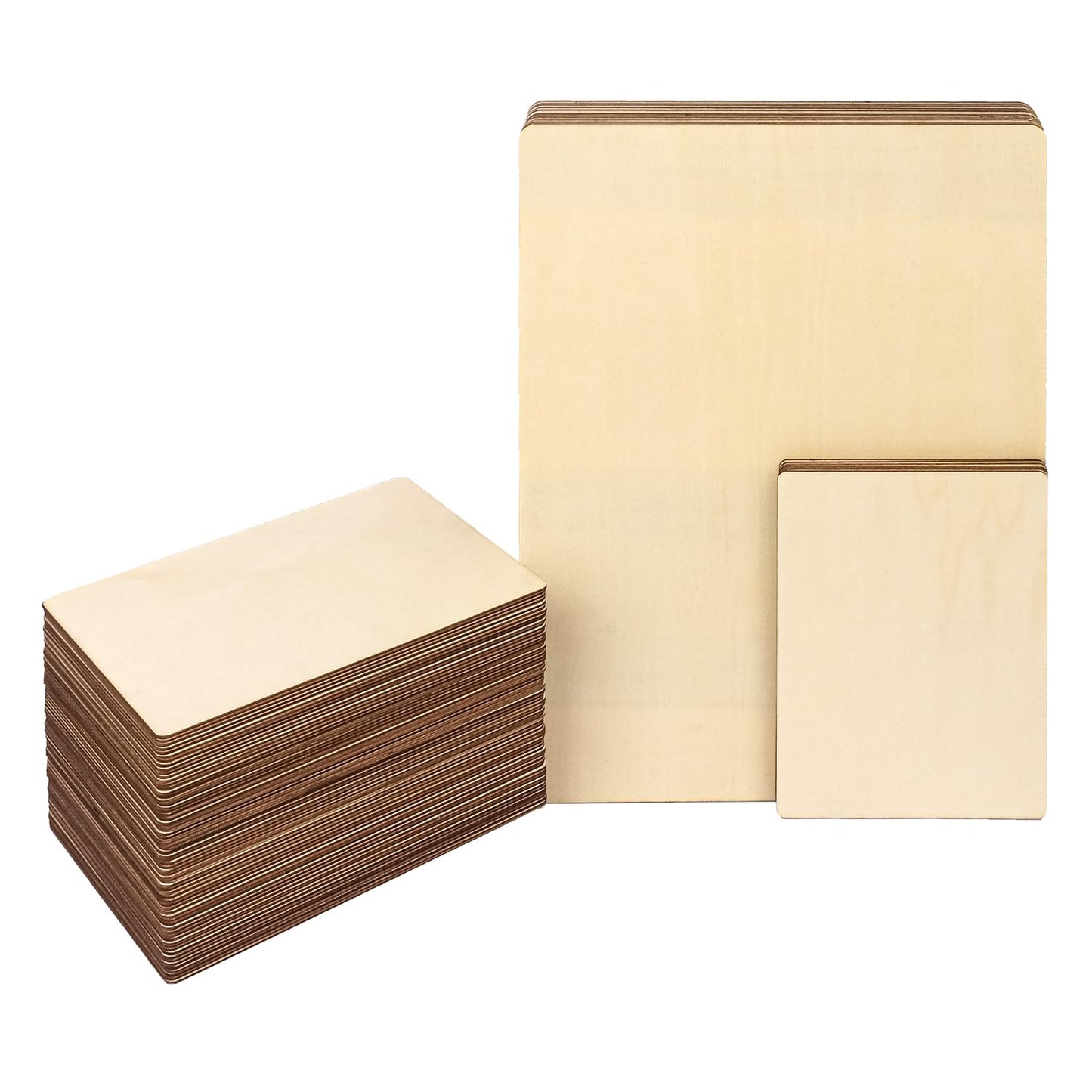kukmakri 90 PCS Plywood Sheets for Crafts, (72 PCS)6 x 4 x 1/16 Inch and (18 PCS)12 x 8 x 1/16 Inch Versatile Blank Unfinished Basswood Sheets, Wood Boards for Crafts, Laser Cut Crafts, Model Making