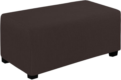 Easy-Going Stretch Ottoman Cover Folding Storage Stool Furniture Protector Soft Rectangle slipcover with Elastic