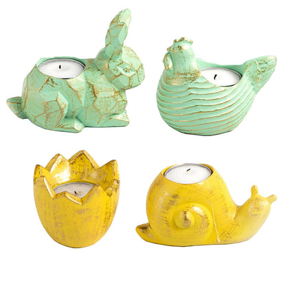Candlestick Holders Easter Candlestick Home Furnishing Rabbit Animal Candle Tray Snail Eggshell Chicken Shape Candle Holders Party Decoration Candle Holders (Color : 1)
