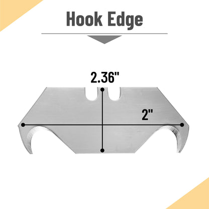 Bates- Utility Knife Blades with Hook Edge, 60 Pack, Carbon Steel, Silver, Replacement Blades for Box Cutter, Utility Knife Refills