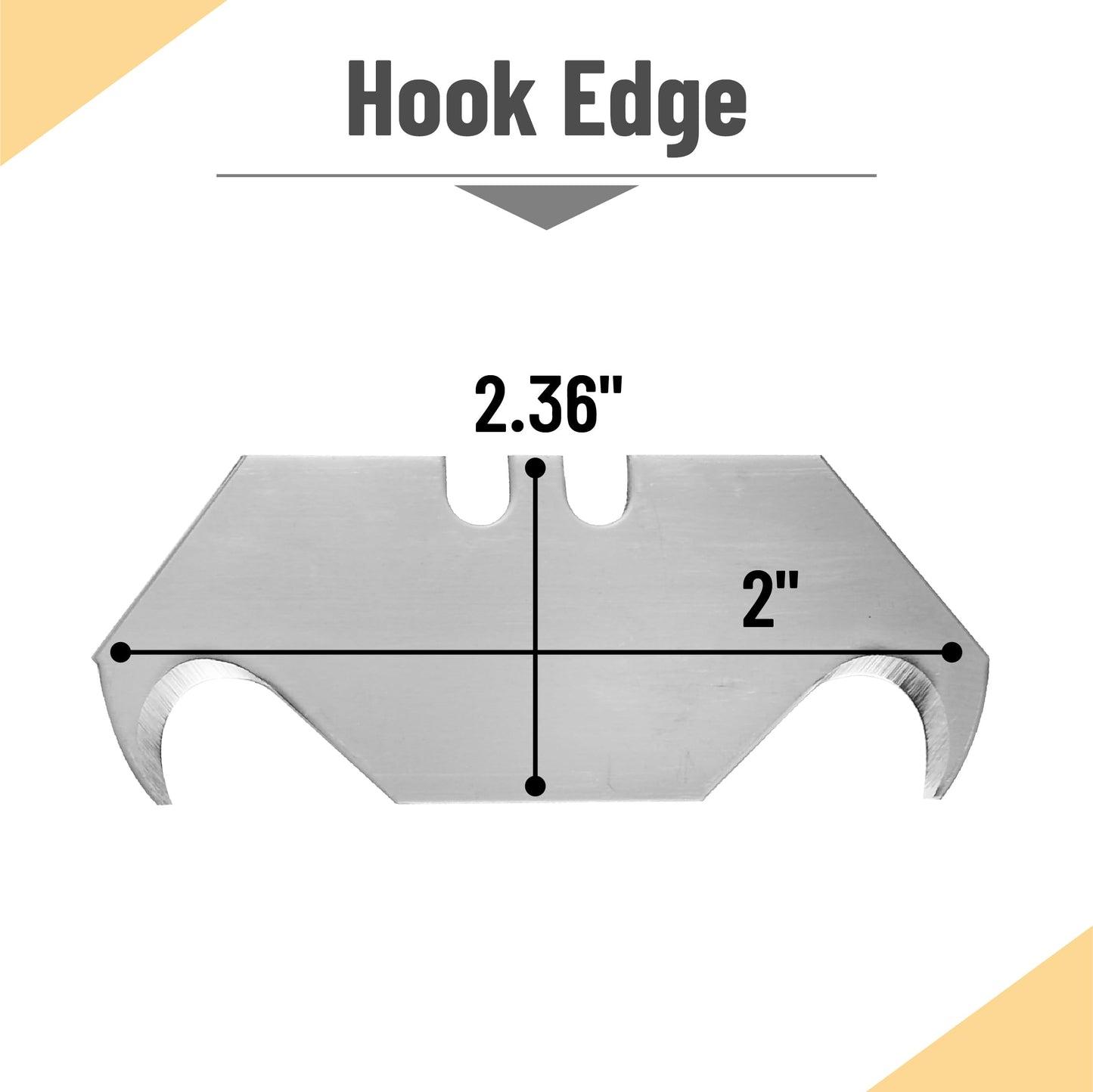 Bates- Utility Knife Blades with Hook Edge, 60 Pack, Carbon Steel, Silver, Replacement Blades for Box Cutter, Utility Knife Refills