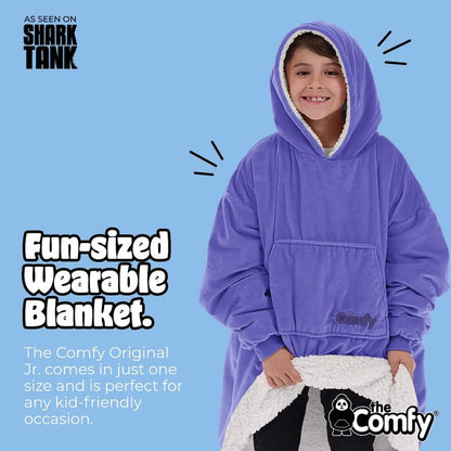 THE COMFY Original Jr | From Shark Tank | Patented | Kids Oversized Sherpa Wearable Blanket Hoodie | Gift for Boys & Girls | One Size