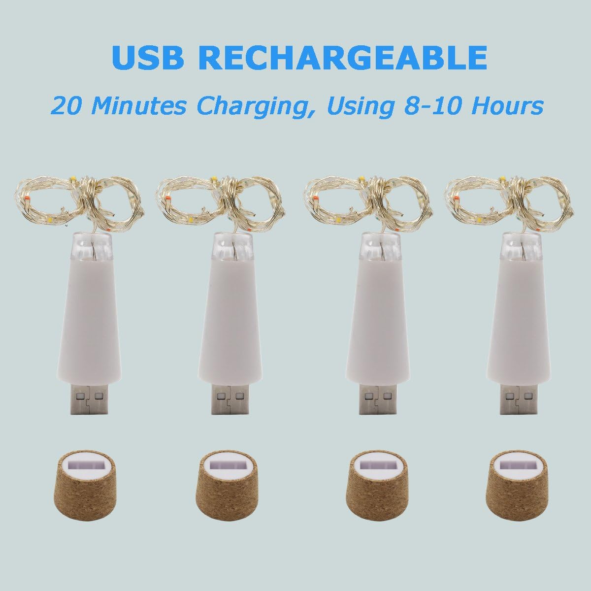 15 4PCS) NeoJoy Wine Cork Lights, Rechargeable Bottle Fairy String Lights with LED for DIY Artificial Parties