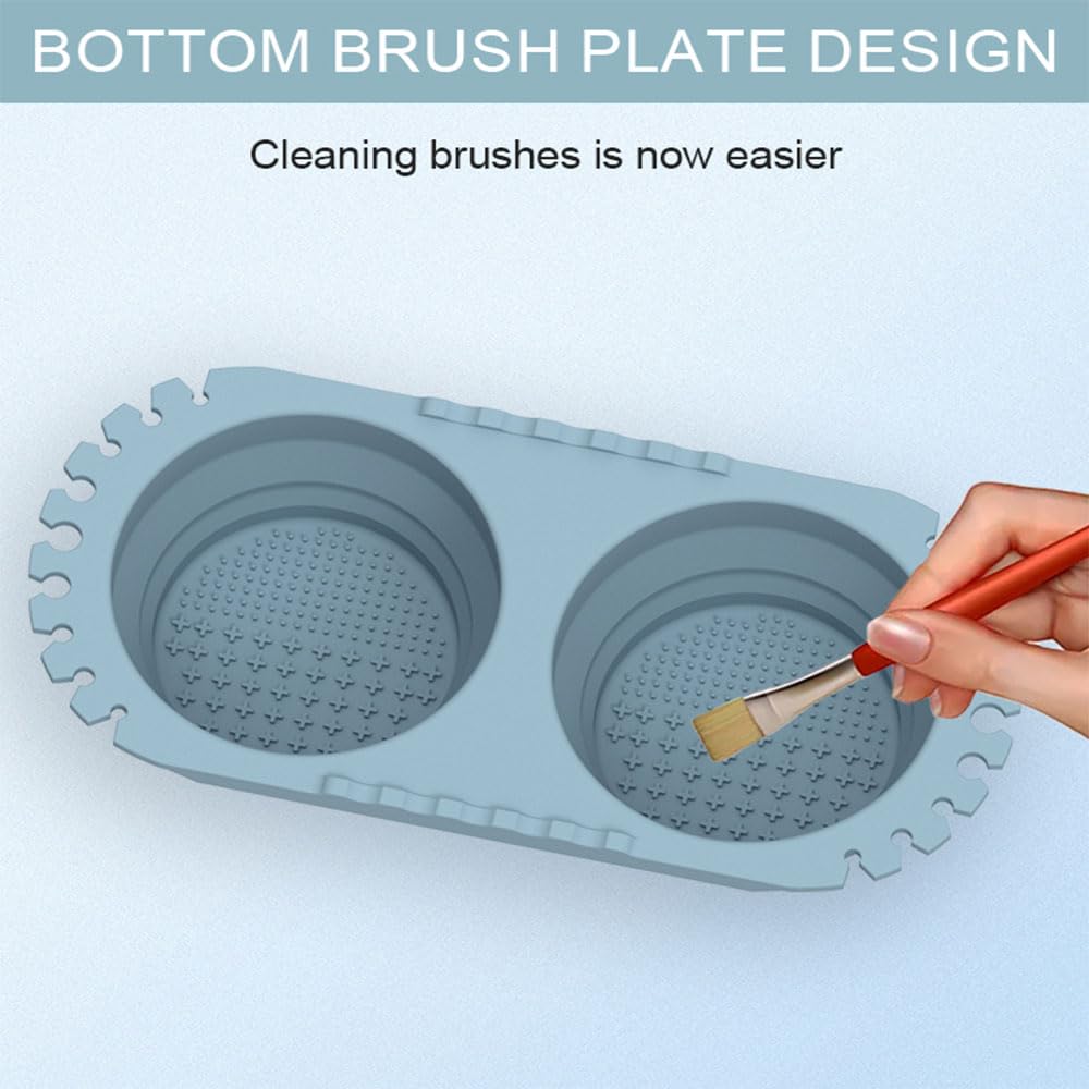 BXTSZZ Paint Brush Cleaner Foldable Silicone Cleaning Container 8.8x4.2in gift for Students And Artists（Blue）