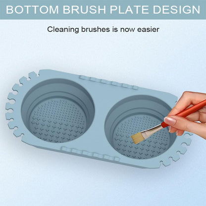 BXTSZZ Paint Brush Cleaner Foldable Silicone Cleaning Container 8.8x4.2in gift for Students And Artists（Blue）