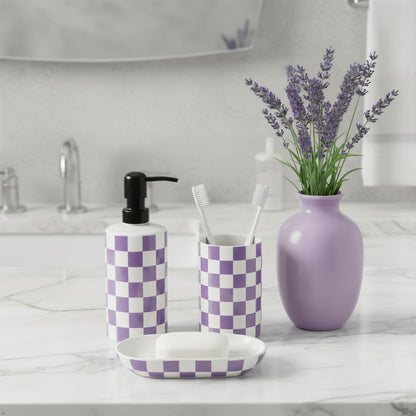 Hand Soap Dispenser, Purple Soap Dispenser with Stainless Steel Pump for Bathroom/Kitchen Countertop, Ceramic Modern Cute Refillable Lotion/Liquid Bottles for Bathrooms,Lavender Bathroom Decor (15oz)