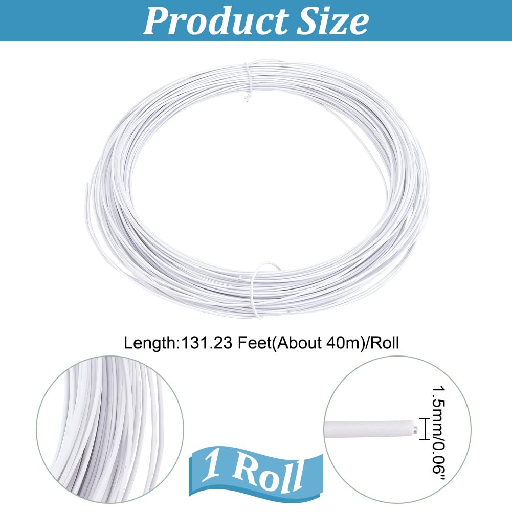 HOBBIESAY 43.74 Yard 0.06inch White Floral Wires Metal Memory Wire Bendable Anodized Metal Wire Iron Craft Sculpting Flexible Modeling Wires for Sculpting Hat Styling Strip
