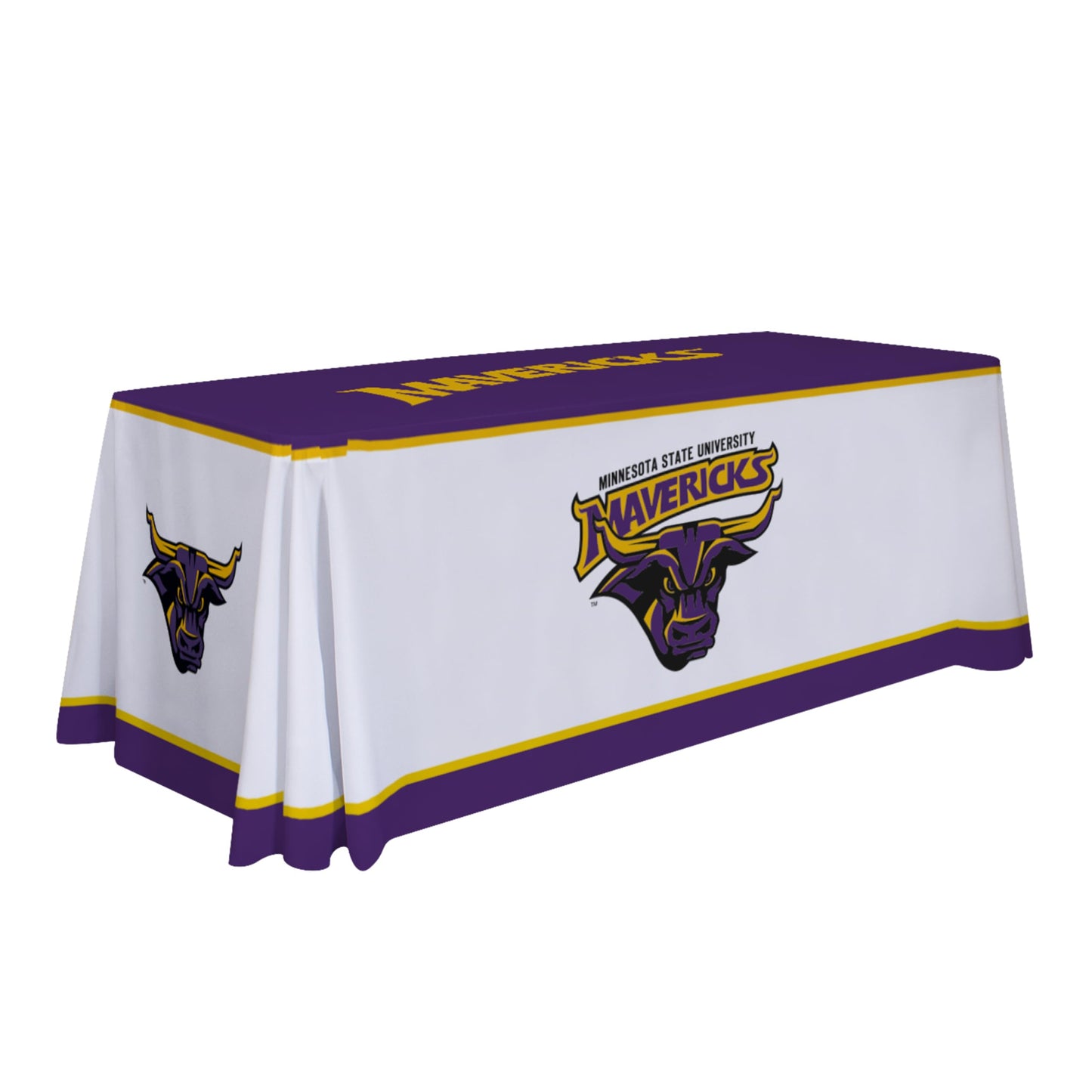 Victory Corps Minnesota State Mavericks College Sports Printed Table Throw - NCAA Licensed - Polyester - School Tablecloth (White, Purple, Yellow) (6' Draped)