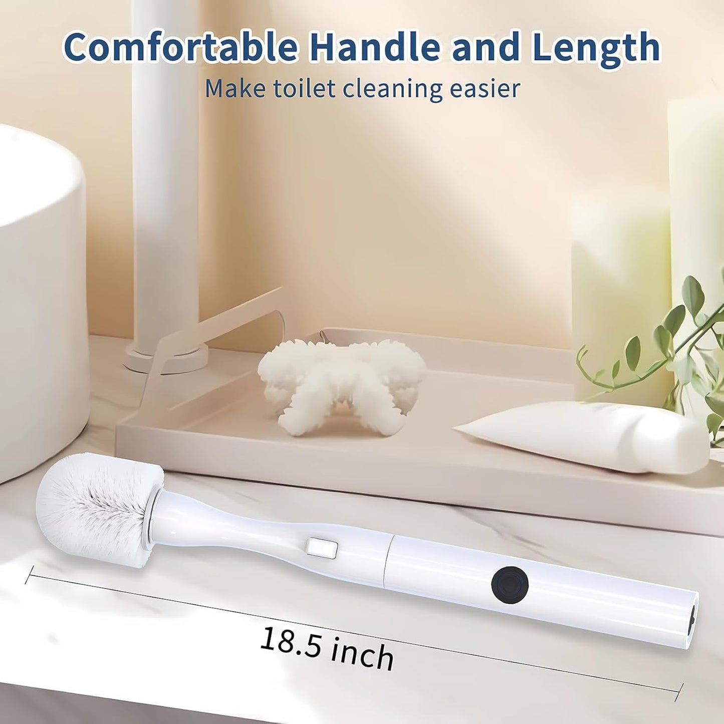 HKFIF Set, 360 2 Electric Toilet Brush, Toilet Brush and Holder Degree Powerful Cleaning Easily Eliminate Stains