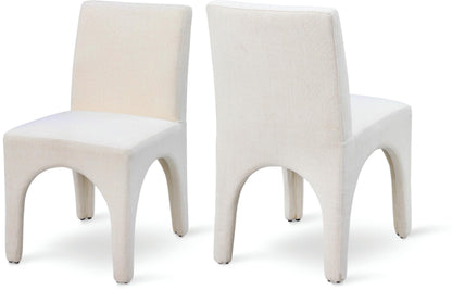 Meridian Furniture 753Beige-C Gramercy Collection Art Deco Dining Chair with Rich Beige Linen Textured Fabric with Weave, Arched Iron Inner Frame, 18.5" W x 23.5" D x 33" H, Beige, Set of 2