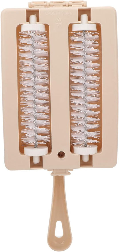 Handheld Carpet Debris Sweeper Brush with Double Rollers, Dust Cleansing Brush for Bed Sofa Furniture Clothes