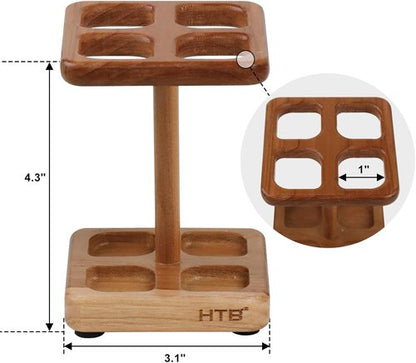 HTB Toothbrush Holder - Teak Bathroom Organizer for Countertop | Versatile Storage for Brushes & Razors
