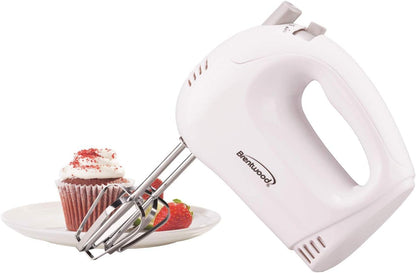 Brentwood Electric Hand Mixer - Lightweight 5-Speed, White