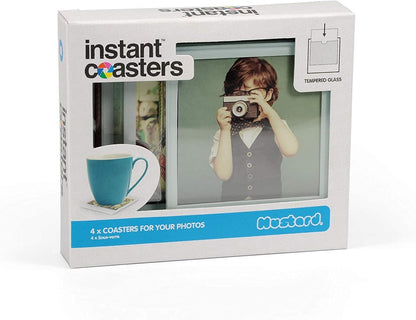 Mustard Glass Coasters Set, Personalize Your Drinks Mat - Instant Photo