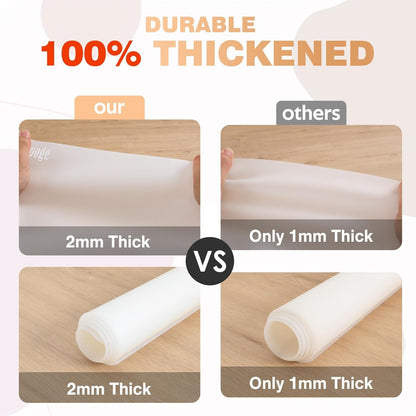 2MM Extra Thick Silicone Mats for Kitchen Counter Heat Resistant Mat, 23.6" x 15.7" Silicone Countertop Protector Matt Large Placemats, Silicon Craft Pad for Resin by Foepoge(2Pcs, Translucent)