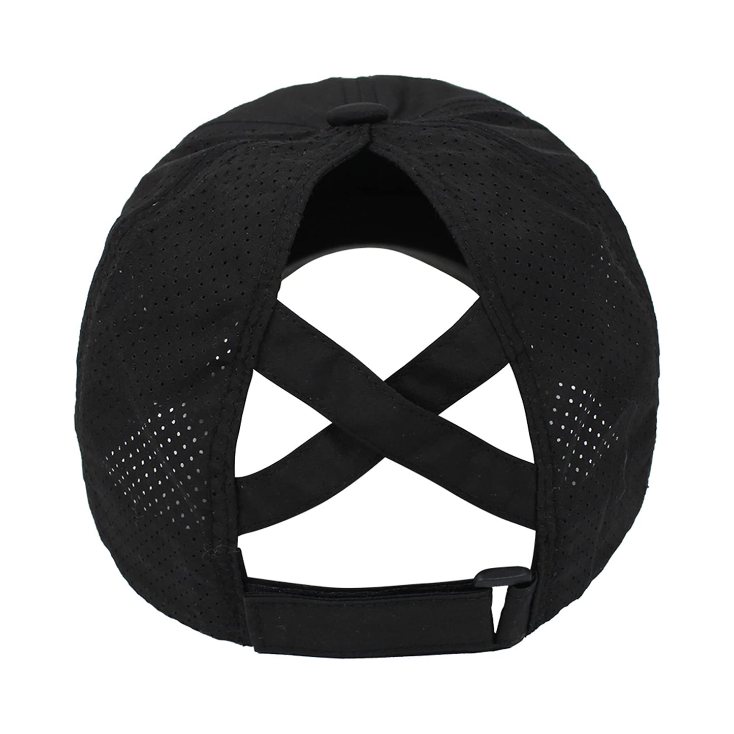 HGGE Womens Criss Cross Ponytail Baseball Cap Adjustable High Messy Bun Trucker Hats Quick Drying Mesh Dad Ponycap for Outdoor Sports Travel Black