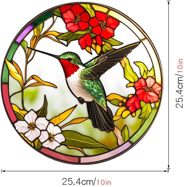 Hummingbird Static Glass Clings, Window Decals for Home Decor, Reusable Flower and Bird Design
