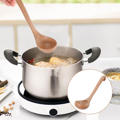 Alipis 2pcs Long Handle Spoon with Hook, Japanese Bamboo Spoons for Ramen, Vintage Acacia Ice Cream Scoop
