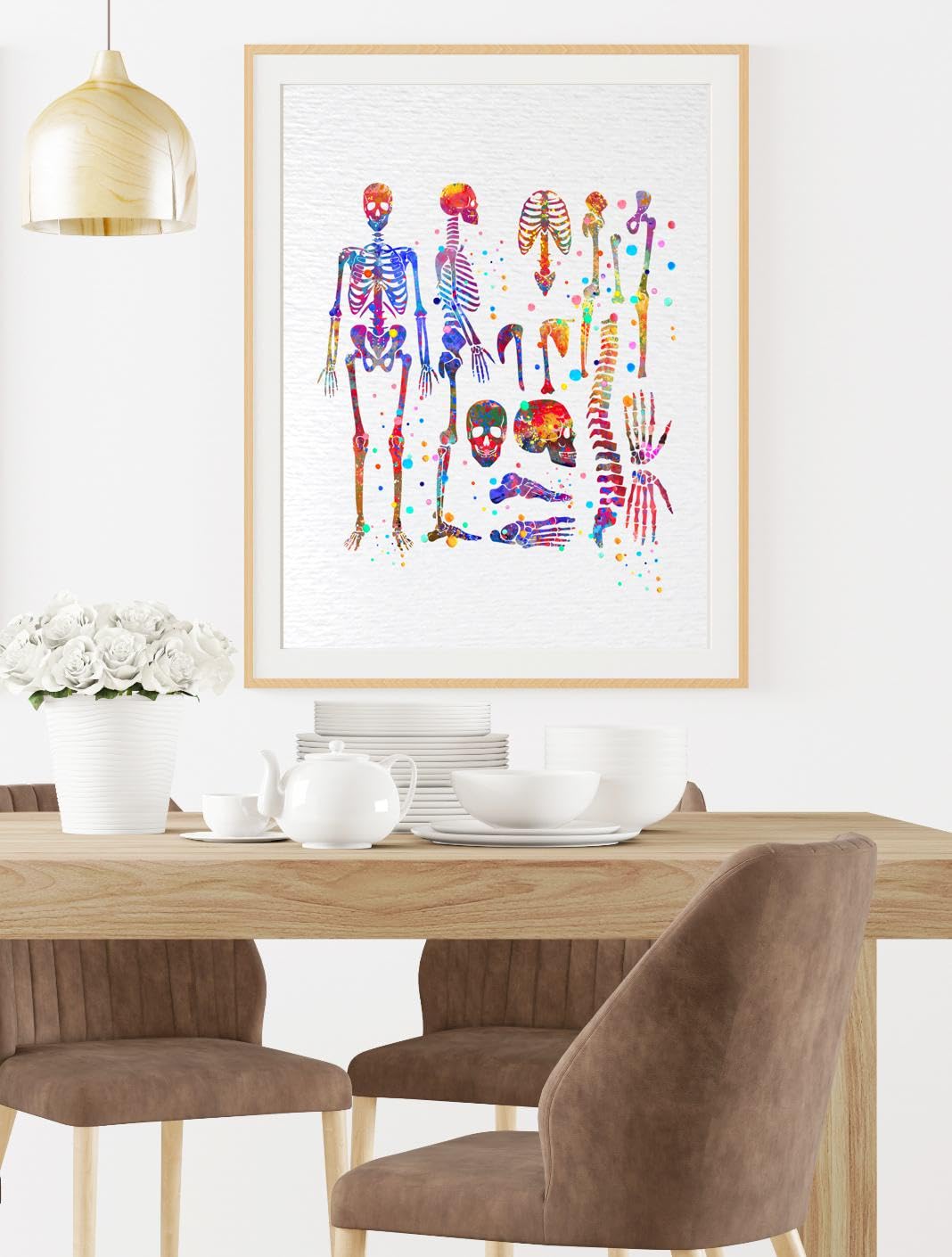Dignovel Studios 8X10 Unframed Skeletal System Human Skeleton Body Anatomy Medical Medicine Science Watercolor Art Print Poster Wall Nursery Kids Office Home Decor DN574