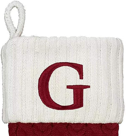 St. Nicholas Square 21-inch Monogram Embroidered Initial Cable Knit Christmas Holiday Stocking