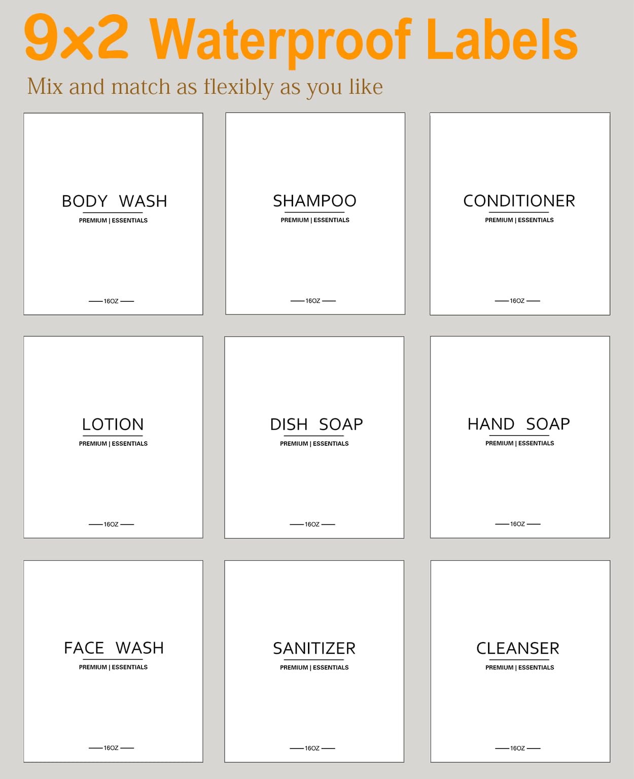 Frosted Plastic Shampoo and Conditioner Bottles, Apothecary Dispenser Bamboo Pump, Refillable Bottles for Shower Lotion, Oil, Hand Soap, Sanitizer, Liquid Soap, Set of 3 with 9 Labels (6, Matte Amber)