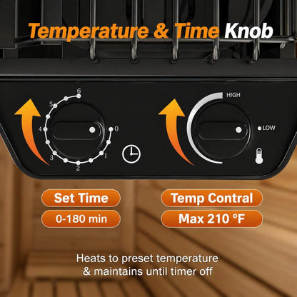 Mangoct 2KW 110V Sauna Heater with Plug, Electric Sauna Heater, 3h Timer for Small Sauna Rooms (100 Cu.Ft.), Dry Sauna Heater, No Wiring Needed Sauna Stove
