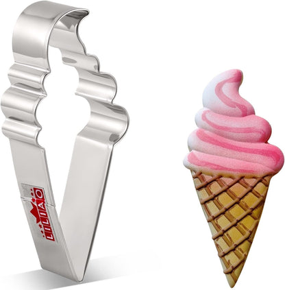 LILIAO Ice Cream Cookie Cutter for Summer, 1.9 x 4.5 inches, Stainless Steel