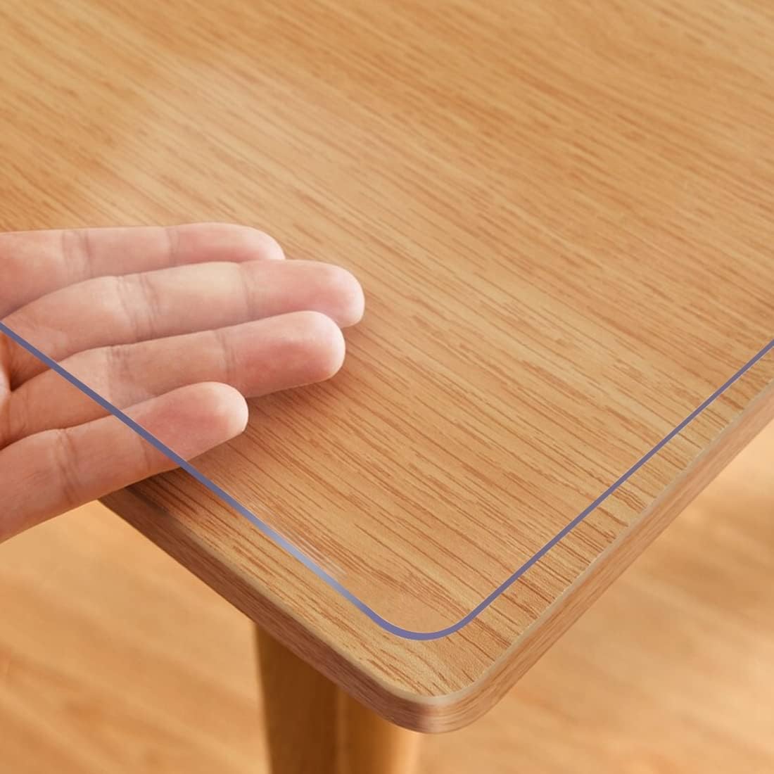 VeeCano 18X48 Inch 1.5mm Thick Multisize Clear PVC Table Cover Blotter Protector Rectangular Plastic Tablecloths Desk
