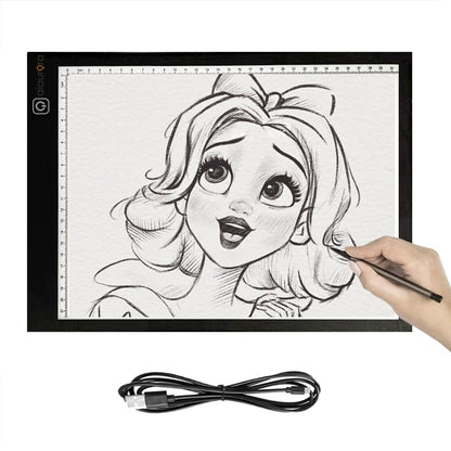 AIAURORA Upgraded A4 LED Light Tracing Drawing Board, Ultra-Thin Dimming USB Power Art Craft Scaled LED Light Pad for Tattoo Drawing, Diamond Painting, Streaming, Sketching, Stenciling (A4-New)