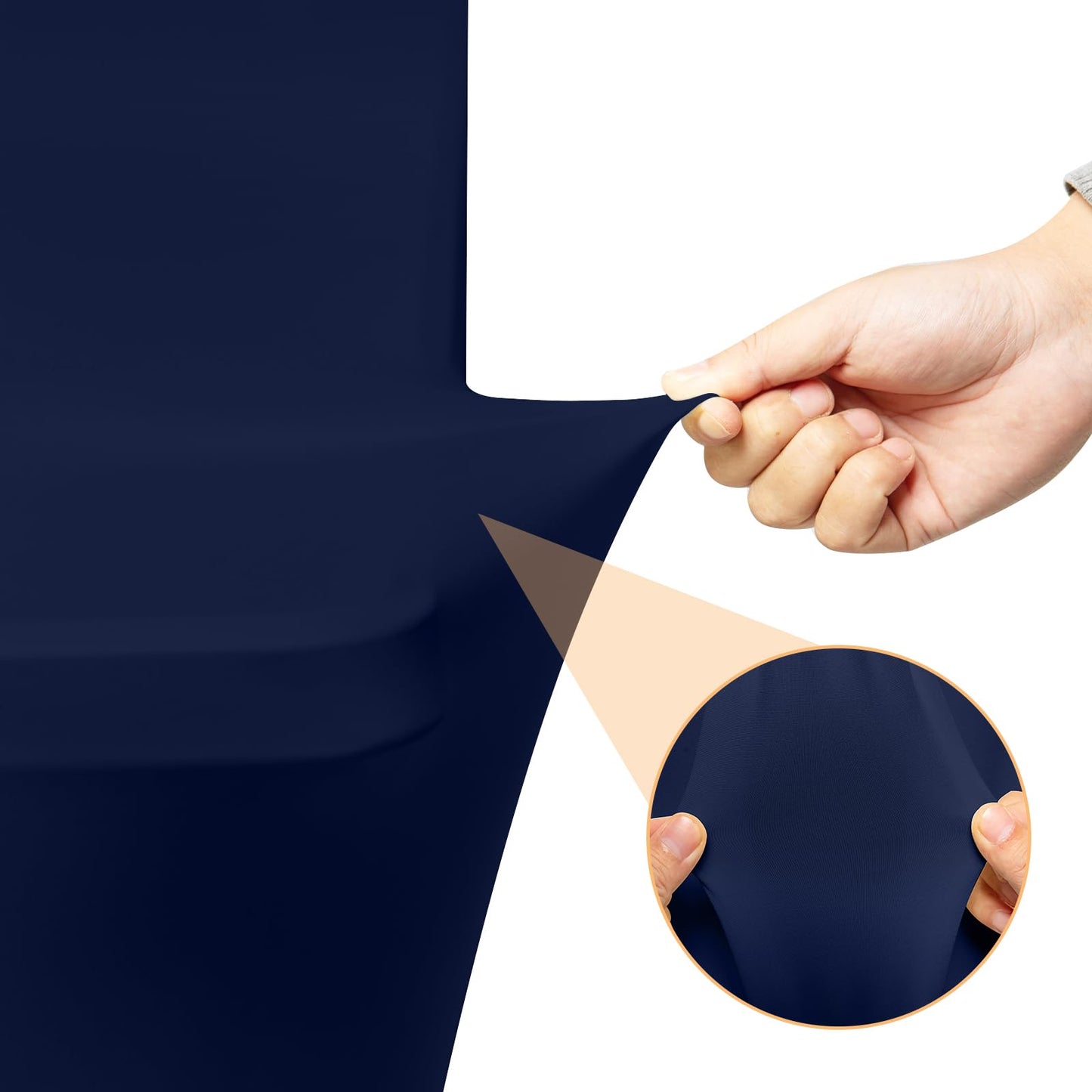 10 Pack 6 Feet Navy Spandex Tablecloth for Rectangular Tables, Fitted & Stretch, Washable, Wrinkle Resistant, Perfect for Event, Wedding, Party, Banquet, Cocktail, Festival, and Table Protector