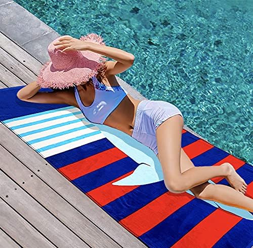 4-Pack 100% 34"x63" Swimming YIFONTIN Beach Towels Cotton Extra Large XL Soft Absorbent Velour Throw Blanket Gift