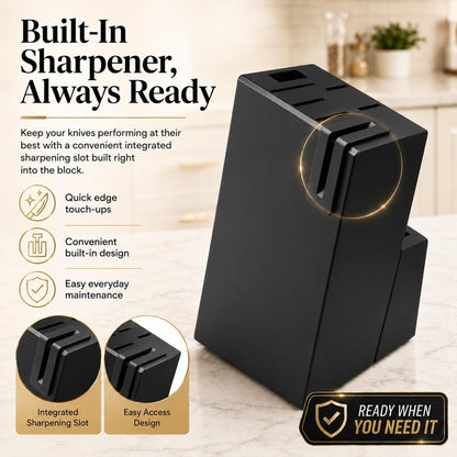 HENKELIVING Knife Set, 14-Piece Black Dishwasher Safe Kitchen Knife Block Set with Built-In Sharpener, German High Carbon Stainless Steel Blades, Ultra Sharp Knives with Ergonomic Non-Slip Handles