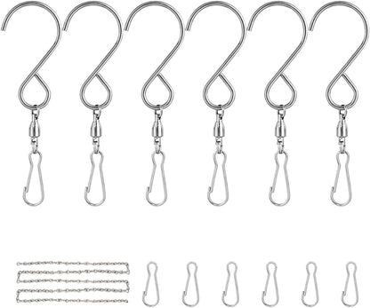 Wind Spinner Hooks for Wind Chimes, Outdoor Ornament Hooks, Swivel Hooks for Hanging Spinners