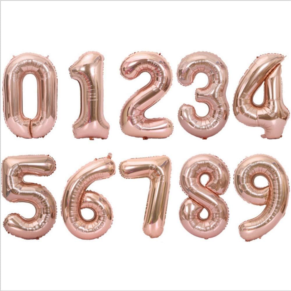 Balloon Number, 40 inch Rose Gold Foil Balloons Numbers Mylar 0-9 for Birthday Party, Wedding, Bridal Shower