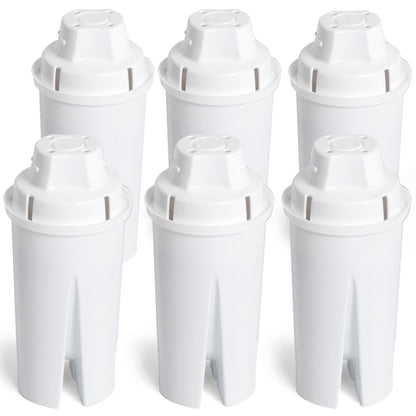 Amazon Basics Enhanced Replacement Water Filters for Pitchers, BPA-Free, WQA & NSF Certified, Compatible with Brita Pitchers & Drinking Water Filter Systems, 1 Year Supply, 6-Pack