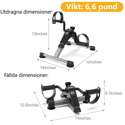 Pedal Exerciser Desk Exercise Bike Leg and Arm Exercise Bike with LCD Monitor Foldable and Porable (Black/Grey)