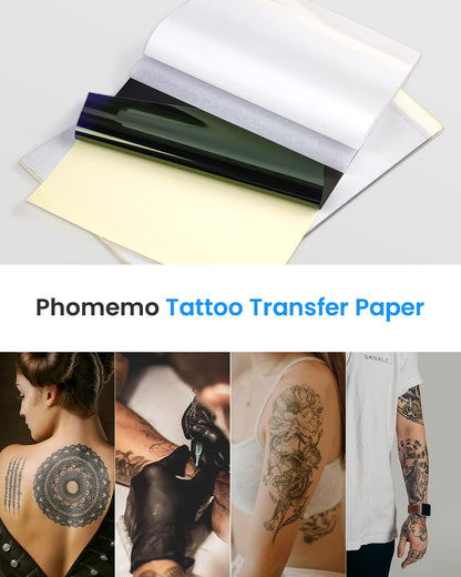 Phomemo Tattoo Transfer Paper - 100 Sheets A4 Size, Thermal Stencil Paper for Tattoo Transfer Kits - Personal & Commercial Use, DIY Tattooing Tracing Paper for M08F Printers & Tattoo Supplies