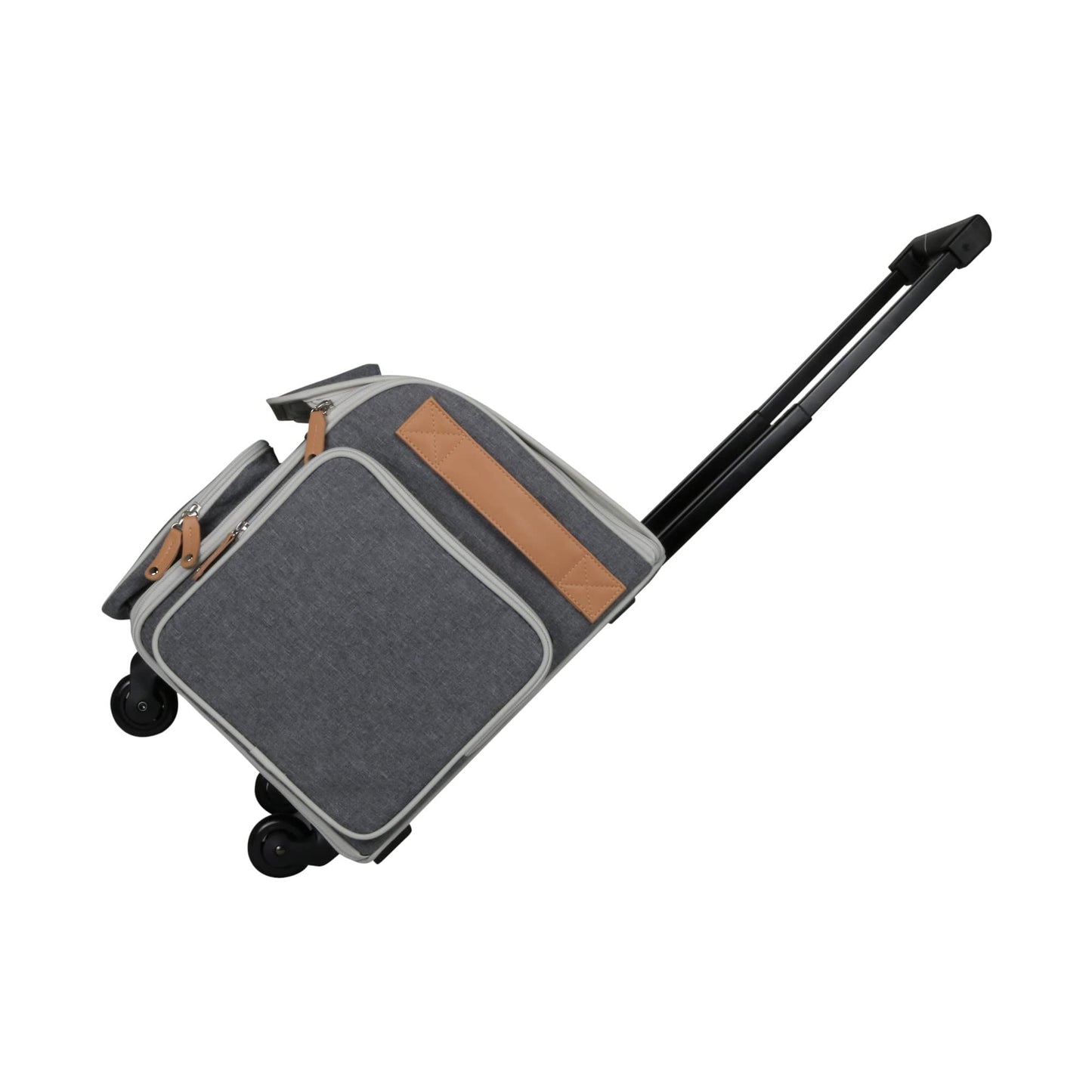Everything Mary XL Rolling Sewing Machine Case – Heather Grey Craft Bag with 4 Wheels – Collapsible Organizer Compatible with Brother, Singer & Most Sewing Machines
